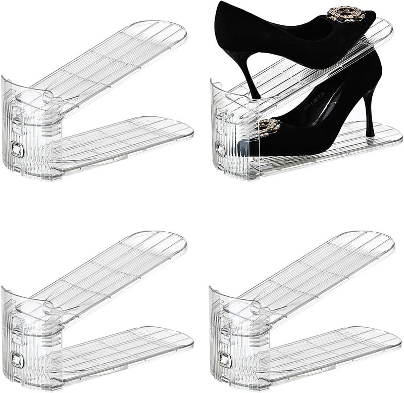 Uni HIMO Shoe Stacker Shoe Rack Organizer for Closet Space Saver Storage Shoe Holder Organization,Transparent(5 * 11inch (Transparent, 4 pack) - Image 1